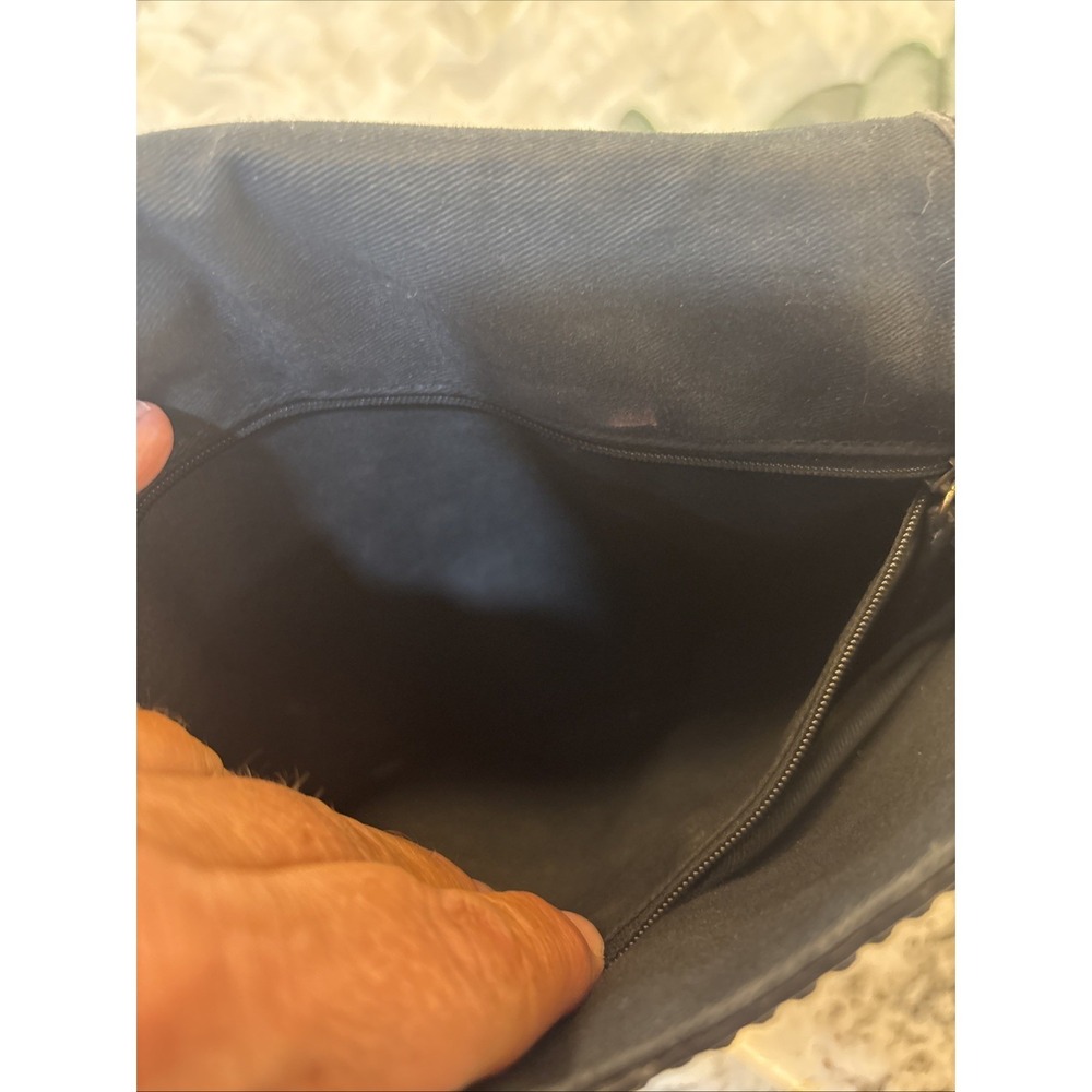 BTG FOSSIL REISSUE Black Leather Flap Calf Hair Crossbody Purse Saddle Bag READ - Picture 5 of 16